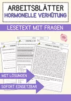 Vorschau - Arbeitsblätter - Hormonelle Verhütung Biologie Arbeitsblätter mit Fragen + Lösungen Lesetext - Deckblatt