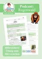 Vorschau - Arbeitsblätter - Übung zum Hörverstehen: Geolino-Podcast "Regenwald" - Deckblatt
