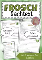 Vorschau - Arbeitsblätter - Sachtext Frosch - Deckblatt