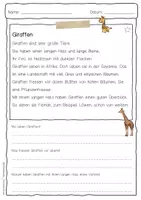 Vorschau - Arbeitsblätter - Sachtext Giraffe - Seite 1