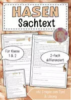 Vorschau - Arbeitsblätter - Sachtext Hase - Deckblatt