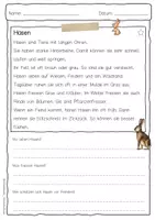 Vorschau - Arbeitsblätter - Sachtext Hase - Seite 1