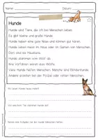 Vorschau - Arbeitsblätter - Sachtext Hund - Seite 1