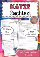 Vorschau - Arbeitsblätter - Sachtext Katze - Deckblatt