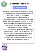 Vorschau - Arbeitsblätter - Reported Speech without backshift – Materialpaket: Einführung, Übung & Sicherung - Seite 1