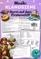 Vorschau - Arbeitsblätter - Musik: Klangszene, Klangbild Piratenschiff, Sturm, Gewitter– Geräusche darstellen, Klasse 3–4 - Deckblatt