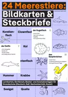 Vorschau - Arbeitsblätter - Meerestiere – Bildkarten & Steckbriefe. Lernkarten, Sortierset & Bastelvorlagen für die Grundschule von ICOON Bildwörterbuch - Deckblatt