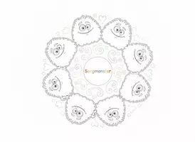 Vorschau - Mal- und Bastelvorlagen - Sorgemonster Mandala mit Stundenentwurf - Seite 1