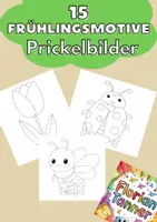 Vorschau - Mal- und Bastelvorlagen - 15 Frühlingsmotive Prickelbilder Set für Grundschüler - Deckblatt