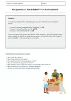 Vorschau - Arbeitsblätter - Was passiert auf dem Schulhof? Ein Markt entsteht - Deckblatt