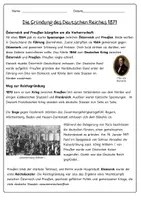 Vorschau - Arbeitsblätter - Gründung des Deutschen Reiches 1871 - Text, 2 AB - Deckblatt