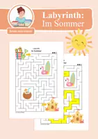 Vorschau - Arbeitsblätter - Labyrinth: Im Sommer (Rätsel für die 1. & 2. Klasse) - Deckblatt
