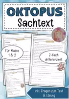 Vorschau - Arbeitsblätter - Sachtext Oktopus - Deckblatt