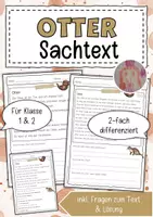 Vorschau - Arbeitsblätter - Sachtext Otter - Deckblatt