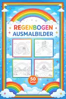 Vorschau - Mal- und Bastelvorlagen - Regenbogen Ausmalbilder (50 Malvorlagen) - Deckblatt