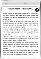 Vorschau - Arbeitsblätter - Leseverstehen: Warum macht TikTok süchtig? - Seite 1