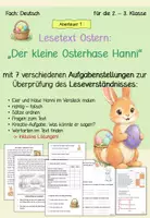 Vorschau - Arbeitsblätter - Der kleine Osterhase Hanni - Lesetext mit Übungen - Deckblatt