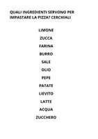 anteprima - Compiti in classe/Test - VERIFICA DI CUCINA 1: INGREDIENTI E PROCEDURA PER PREPARARE LA PIZZA - Pagina 1