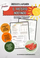 Vorschau - Arbeitsblätter - ☀️ Merkblatt & Aufgaben - pretérito indefinido en estilo "verano" ☀️ - Deckblatt