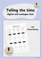 Vorschau - Arbeitsblätter - Telling the time - digital and analogue time (inkl. Musterlösung zur Selbstkontrolle) - Deckblatt