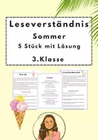 Vorschau - Arbeitsblätter - Leseverständnis Sommer Klasse 3 mit Lösungen - Deckblatt