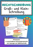 Vorschau - Arbeitsblätter - Rechtschreibung: Groß- und Kleinschreibung (8 Lernkarten) - Deckblatt