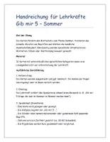 Vorschau - Stundenentwürfe - Gib mir 5 - Sommer - Wortschatzspiel - Vertretungsstunden - Seite 1