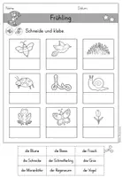 Vorschau - Arbeitsblätter - Frühling Arbeitsblatt Schneide und Klebe differenziert - DaZ DaF Sprachförderung kostenlos - Seite 3