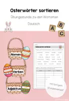 Vorschau - Stundenentwürfe - Übungsstunde zu den Wortarten: Osterwörter sortieren - Deckblatt
