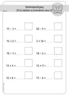 Vorschau - Arbeitsblätter - Rechenspaziergang Klasse 1: ZR20 Addition & Subtraktion ohne ZÜ. 2- fach differenziert. Frühling. Plus und Minus - Seite 2