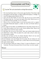 Vorschau - Arbeitsblätter - Immunsystem und Viren Biologie Lesetext einfach verständlich mit Aufgaben + Lösungen und Wortspeicher Leseverstehen - Seite 3