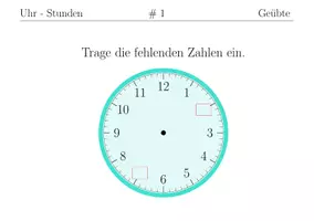 Vorschau - Bildkarten - Karteikarten Uhr Stunden - Geübte - Deckblatt