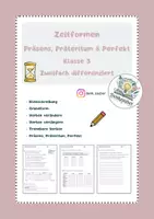 Vorschau - Arbeitsblätter - Zeitformen üben: Präsens, Präteritum und Perfekt - Deckblatt
