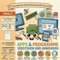 Vorschau - Arbeitsblätter - Apps Programme Betriebssystem Einführung Volksschule 3. 4. Klasse - Deckblatt