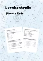 Vorschau - Test - Deutsch Lernkontrolle: Direkte Rede 4./5. Klasse - Deckblatt