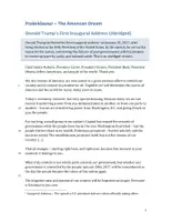 Vorschau - Klassenarbeiten - Donald Trump's Inaugural Address 2017 / Antrittsrede - Analysis (Probeklausur / Klausur Q1/Q2) - Seite 1