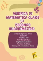 anteprima - Esercizi - Verifica Matematica Classe 5ª (Secondo Quadrimestre) – Completa con Grafici, Problemi, Correttore e Griglie - Pagina di copertina