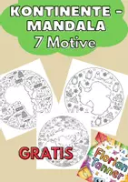 Vorschau - Stationenlernen - Kontinente-Mandalas – 7 Motive zum Ausmalen - Deckblatt