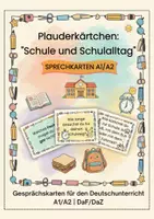 Vorschau - Stationenlernen - Deutsch | Sprechkarten A1–A2 | Schule & Schulalltag DaF/DaZ Gesprächskarten - Seite 1