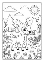 Vorschau - Mal- und Bastelvorlagen - Süßes Reh im Wald – Ausmalbild für kleine Entdecker Bringe Farbe in den Wald! 🎨🌲 - Deckblatt