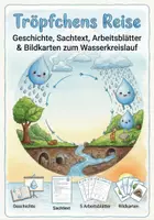 Vorschau - Arbeitsblätter - Tröpfchens Reise – Geschichte, Sachtext, Arbeitsblätter & Bildkarten zum Wasserkreislauf - Deckblatt