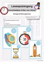 Vorschau - Spiele - Lesespaziergang - verschiedene Arten von Uhren - Deckblatt