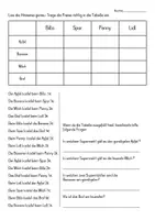 Vorschau - Arbeitsblätter - Materialpaket: 5 Tabellen lesen können // Fragen zu Tabellen beantworten - Seite 1