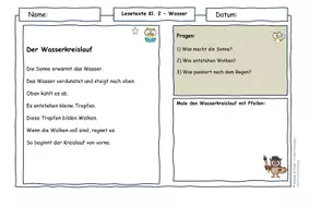 Vorschau - Arbeitsblätter - Wasser & Wasserkreislauf Klasse 2 | Lesetexte differenziert Fragen & Lösungen - Seite 3