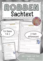 Vorschau - Arbeitsblätter - Sachtext Robbe - Deckblatt