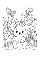 Vorschau - Mal- und Bastelvorlagen - Maus auf der Wiese – Ausmalbild (kostenlos, A4) - Deckblatt
