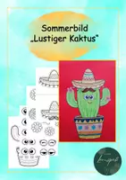 Vorschau - Mal- und Bastelvorlagen - Sommerbild "lustiger Kaktus" für den Kunstunterricht - Deckblatt