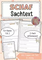 Vorschau - Arbeitsblätter - Sachtext Schaf - Deckblatt