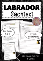 Vorschau - Arbeitsblätter - Sachtext Labrador - Deckblatt