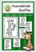 Vorschau - Mal- und Bastelvorlagen - Giraffenklasse Ausmalbilder - Klassentier Giraffe - Deckblatt